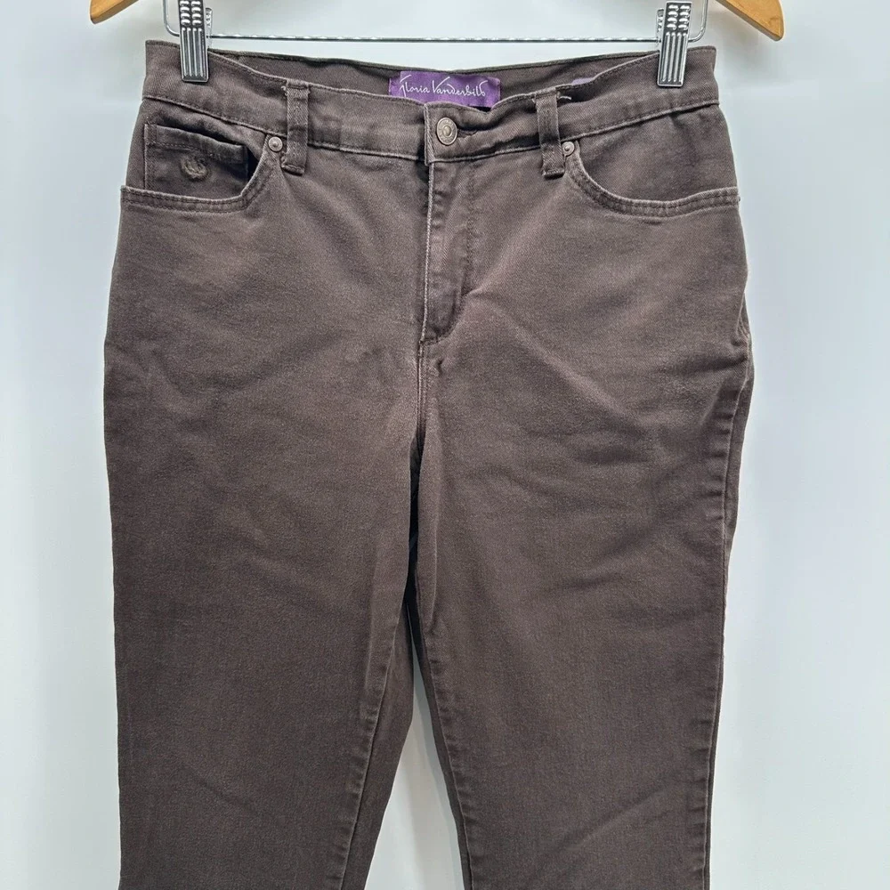 Gloria Vanderbilt Amanda‎ Straight Jeans Womens 8P Brown Denim Stretch Mid Rise